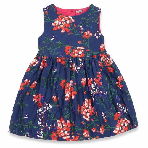Mini Club Girls Floral Blue Dress 3-4 Years Sleeveless