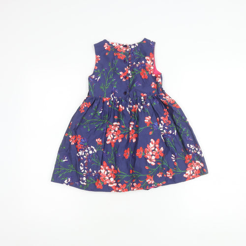 Mini Club Girls Floral Blue Dress 3-4 Years Sleeveless