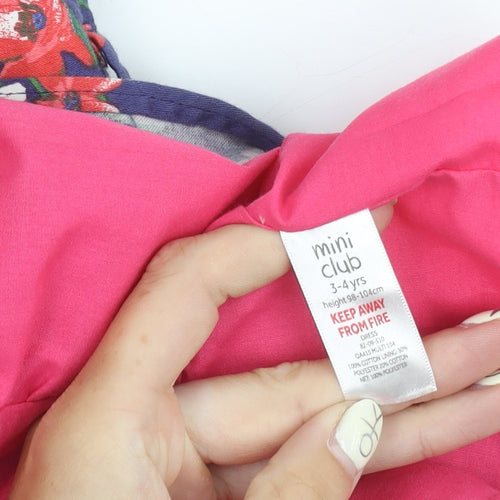 Mini Club Girls Floral Blue Dress 3-4 Years Sleeveless