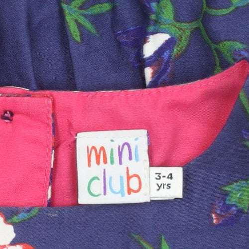 Mini Club Girls Floral Blue Dress 3-4 Years Sleeveless