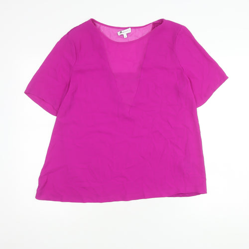 Warehouse Women's Pink V-Neck Blouse Size 16