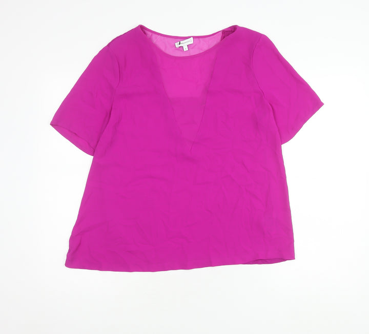 Warehouse Women's Pink V-Neck Blouse Size 16