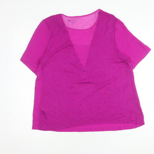 Warehouse Women's Pink V-Neck Blouse Size 16