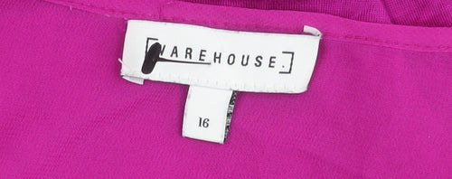 Warehouse Women's Pink V-Neck Blouse Size 16