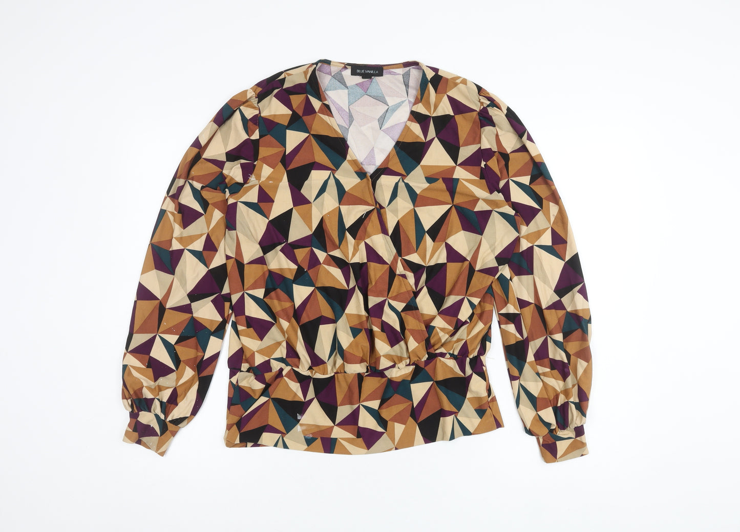 Blue Vanilla Women's Multicoloured Wrap Blouse, M