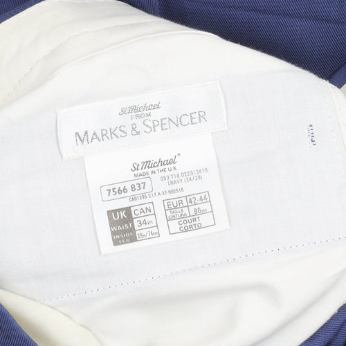 Marks and Spencer Men's Blue Trousers, 34 Regular