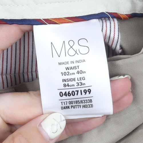 Marks and Spencer Men's Beige Chino Trousers 40x33