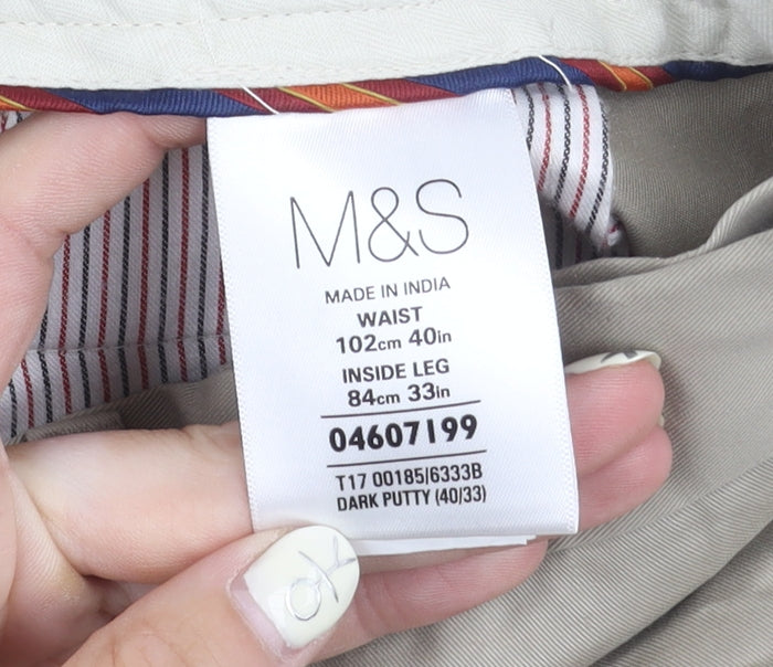 Marks and Spencer Men's Beige Chino Trousers 40x33