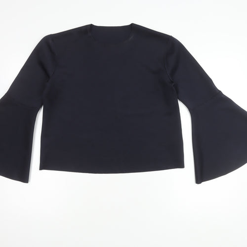 Topshop Women's Black Bell Sleeve Top, Size 8