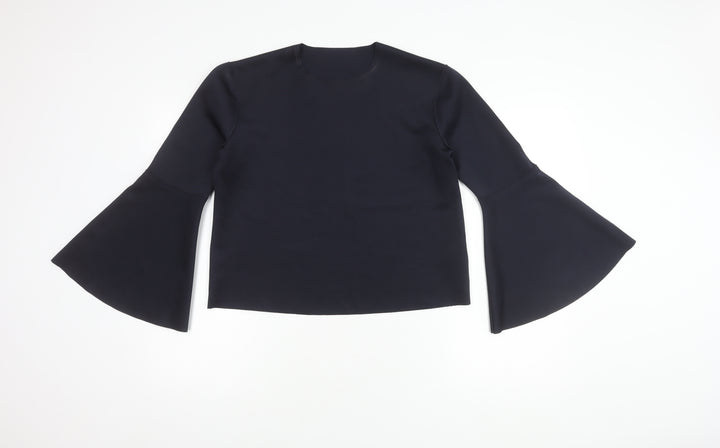 Topshop Women's Black Bell Sleeve Top, Size 8