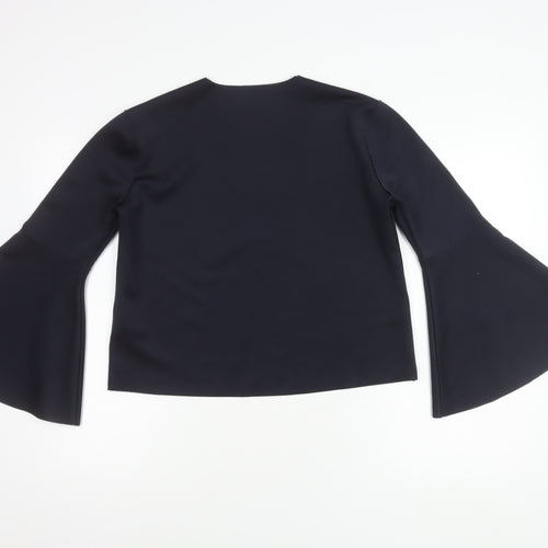 Topshop Women's Black Bell Sleeve Top, Size 8