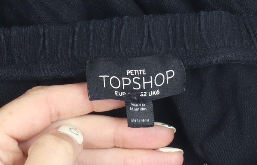 Topshop Women's Black Embroidered Playsuit, Size 6