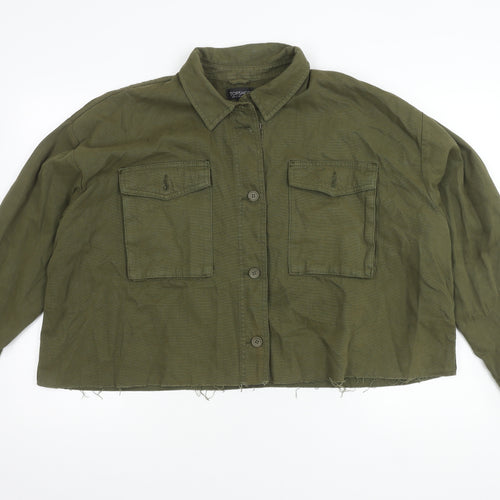 Topshop Women's Green Cropped Cotton Jacket Size 14