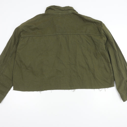 Topshop Women's Green Cropped Cotton Jacket Size 14