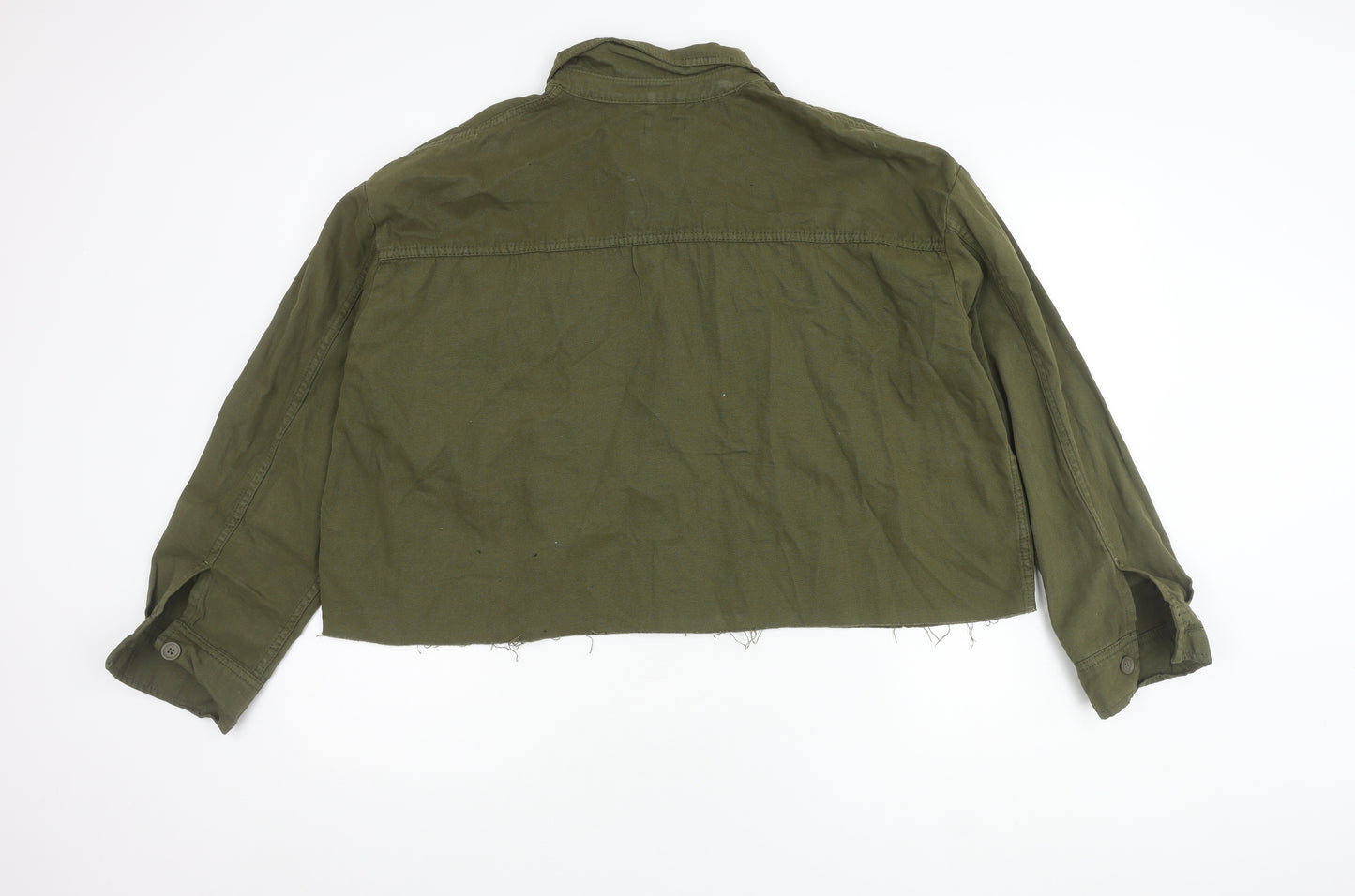 Topshop Women's Green Cropped Cotton Jacket Size 14