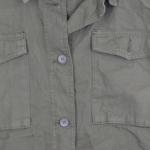 Topshop Women's Green Cropped Cotton Jacket Size 14