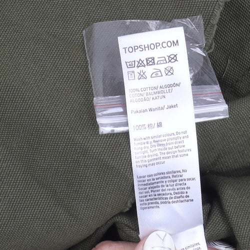 Topshop Women's Green Cropped Cotton Jacket Size 14