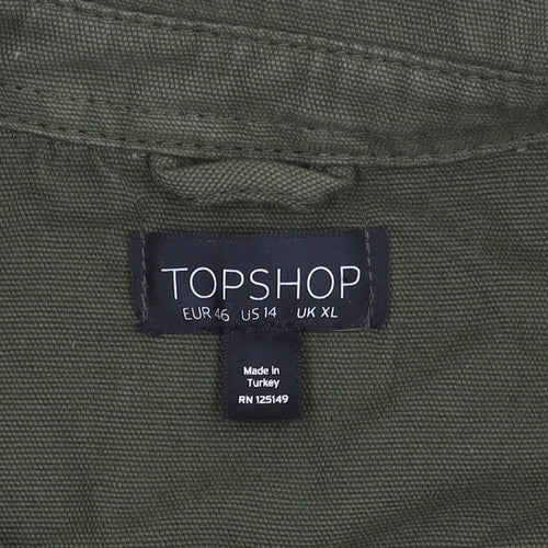Topshop Women's Green Cropped Cotton Jacket Size 14