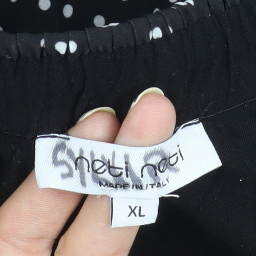 Women's Black Polka Dot Pleated Skirt XL