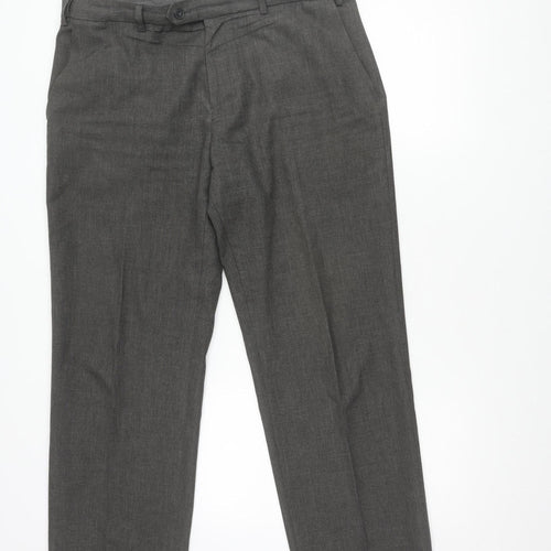 Marks and Spencer Grey Men's Trousers, Regular Fit, Size 36