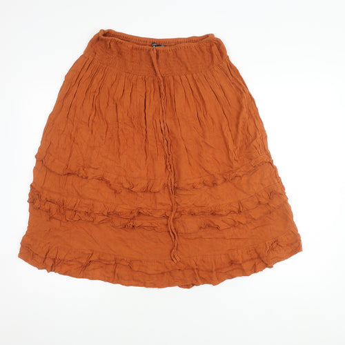 Boohoo Women’s Orange Knee-Length Ruffle Skirt