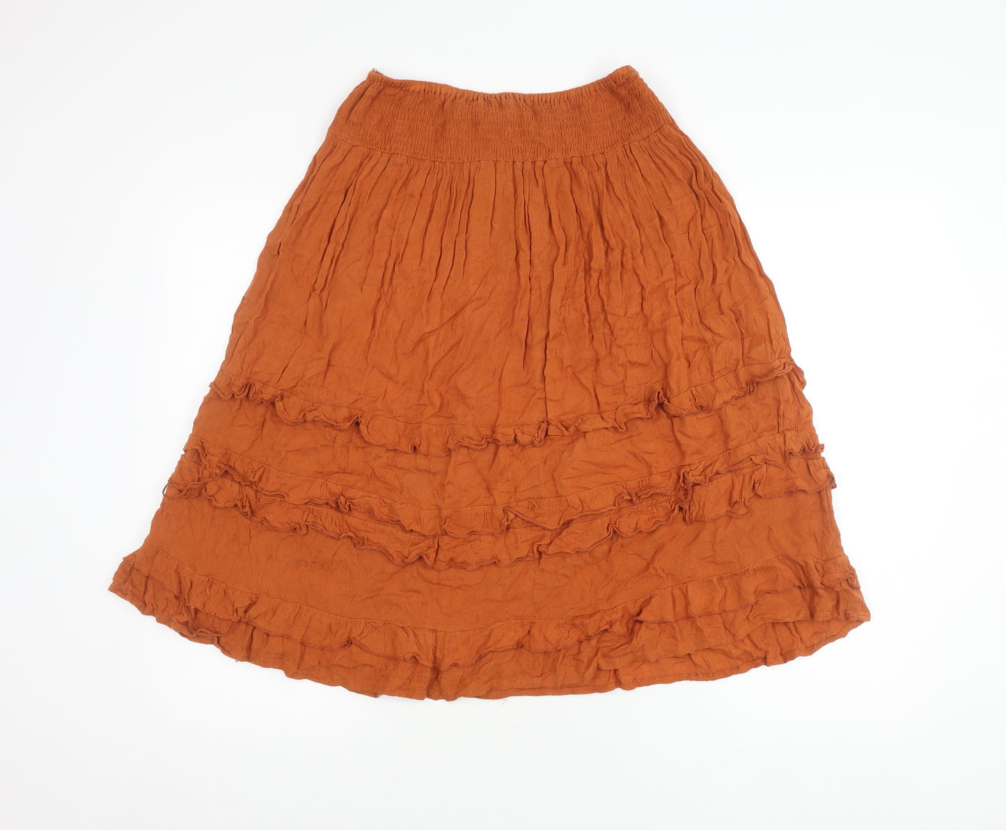 Boohoo Women’s Orange Knee-Length Ruffle Skirt
