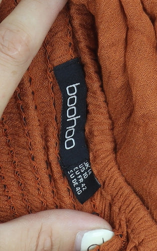 Boohoo Women’s Orange Knee-Length Ruffle Skirt
