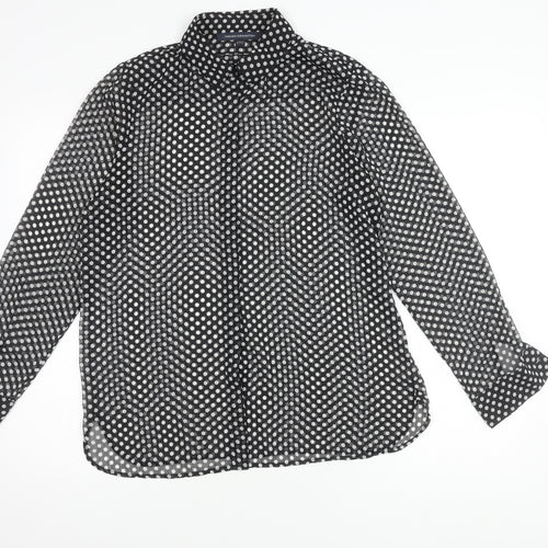 French Connection Women’s Black Polka Dot Button-Up Shirt
