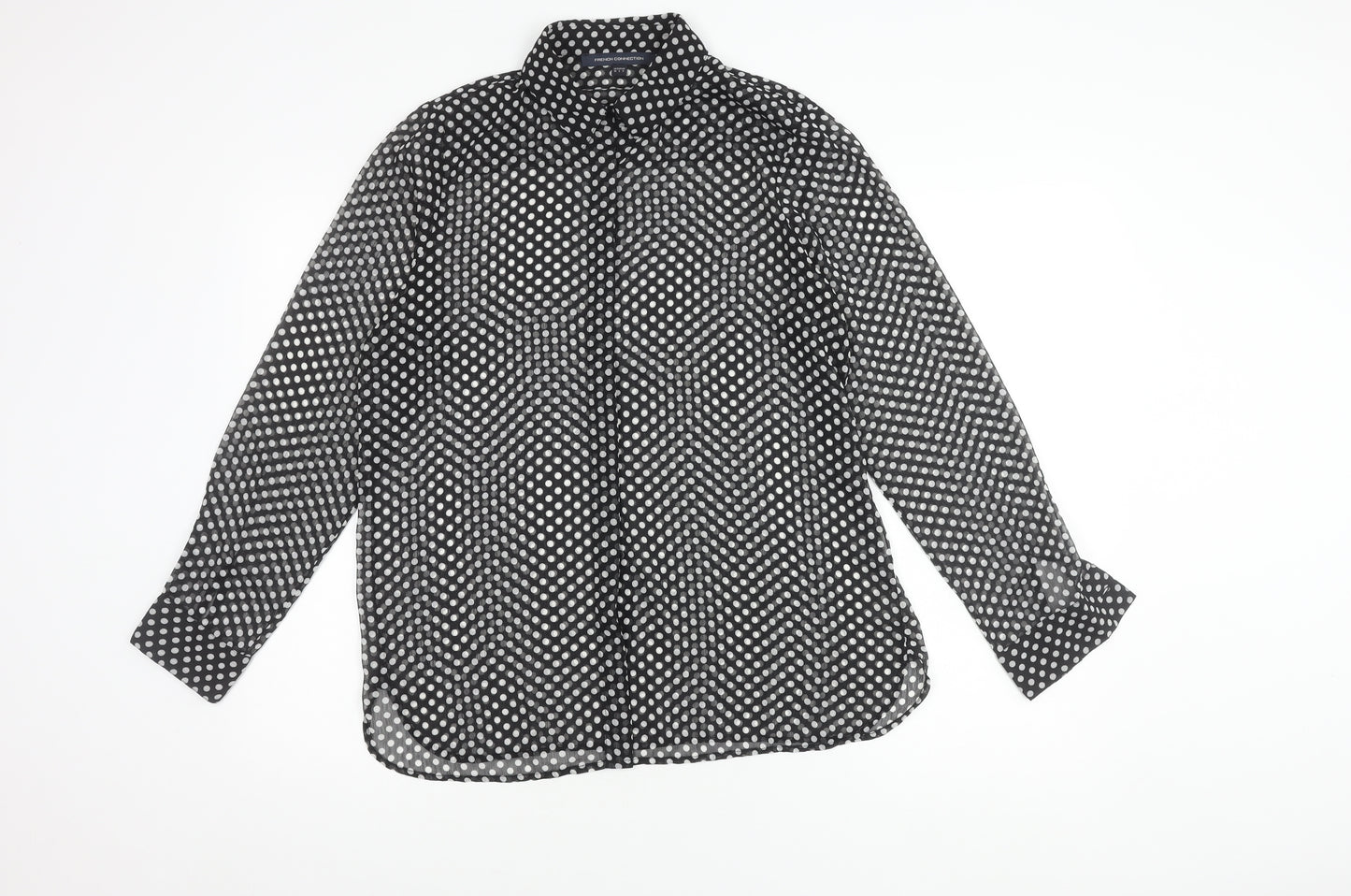 French Connection Women’s Black Polka Dot Button-Up Shirt