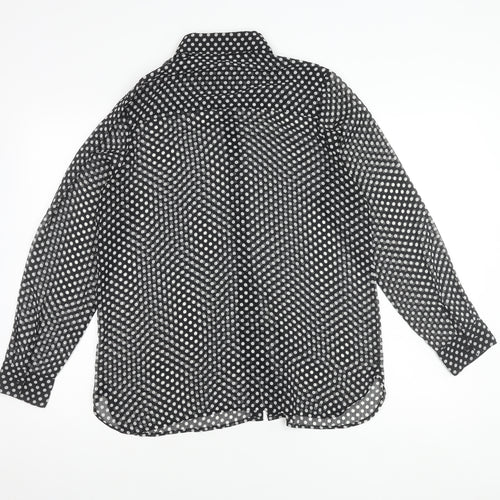 French Connection Women’s Black Polka Dot Button-Up Shirt