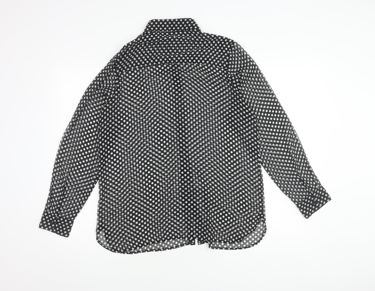 French Connection Women’s Black Polka Dot Button-Up Shirt