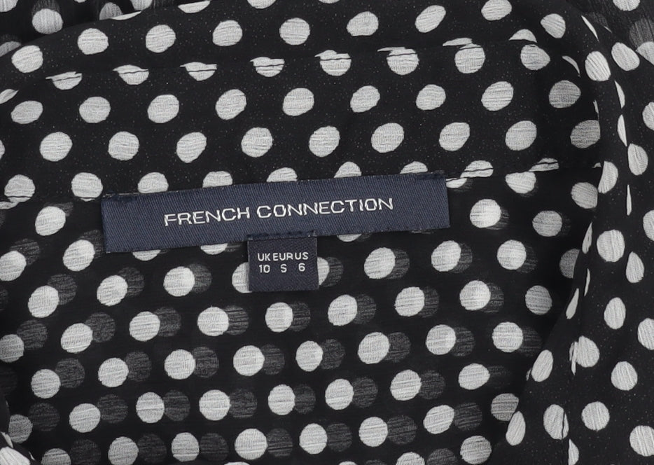 French Connection Women’s Black Polka Dot Button-Up Shirt