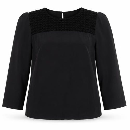 Claudie Pierlot Women's Black Top Size 8, Elegant 3/4 Sleeve