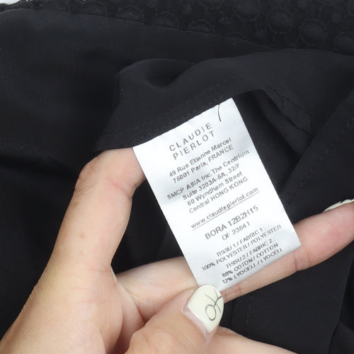 Claudie Pierlot Women's Black Top Size 8, Elegant 3/4 Sleeve