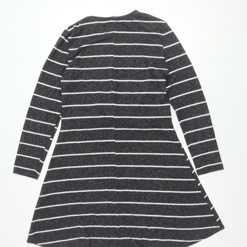 Dorothy Perkins Women's Grey Striped Shift Dress Size 18