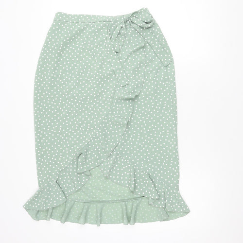 Quiz Women's Green Polka Dot Wrap Skirt Size 12