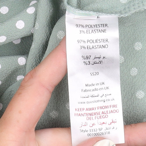 Quiz Women's Green Polka Dot Wrap Skirt Size 12