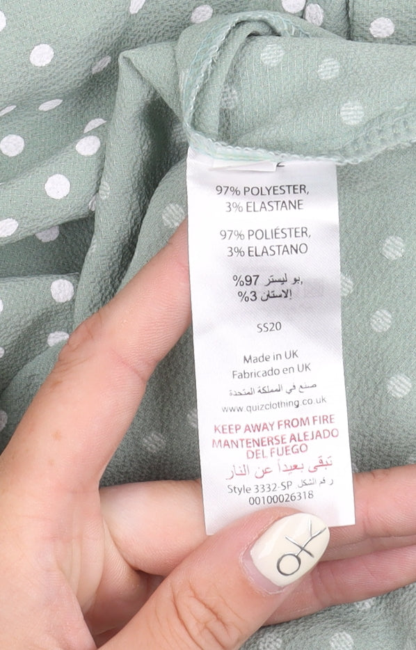 Quiz Women's Green Polka Dot Wrap Skirt Size 12