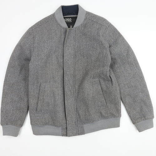 Indigo Men's Grey Bomber Jacket Size L
