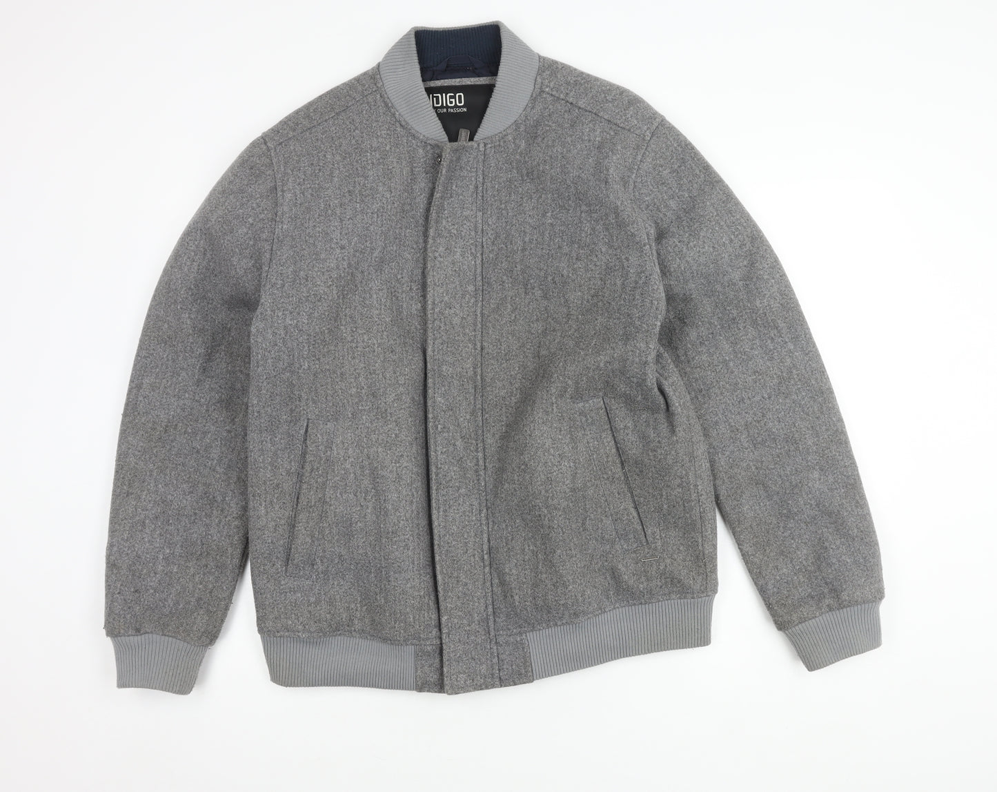 Indigo Men's Grey Bomber Jacket Size L