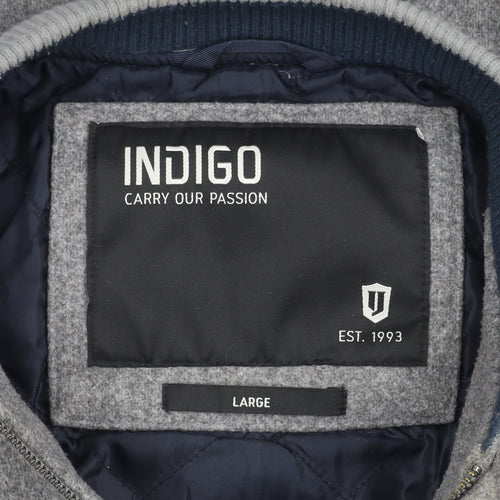 Indigo Men's Grey Bomber Jacket Size L