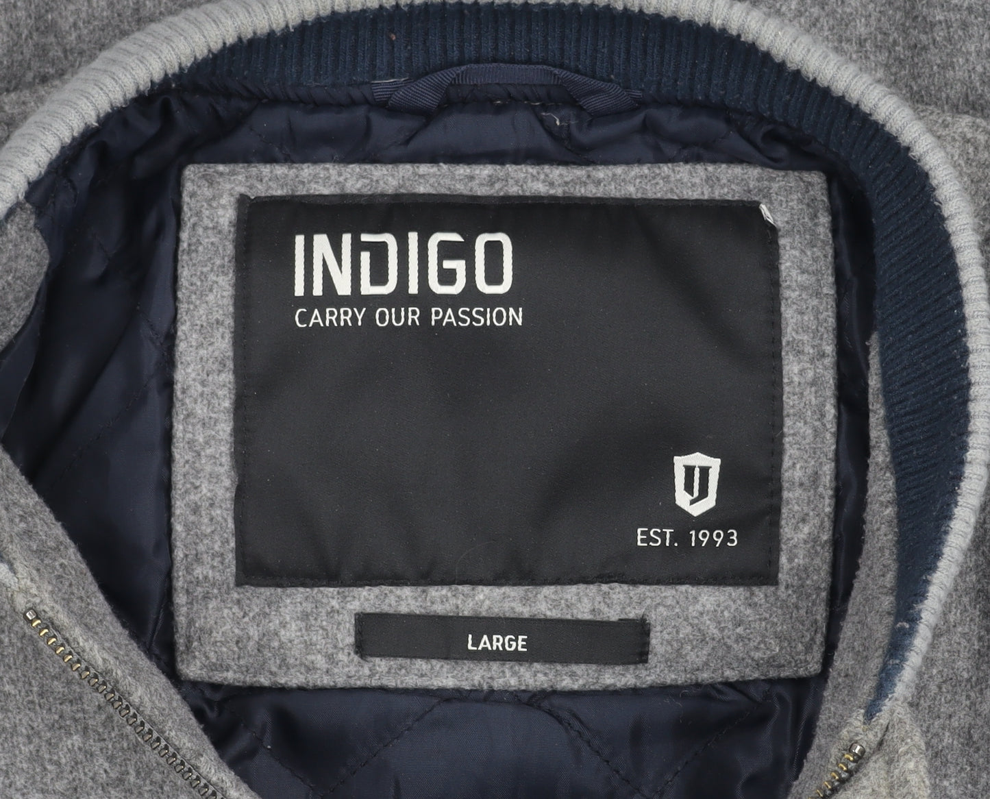 Indigo Men's Grey Bomber Jacket Size L