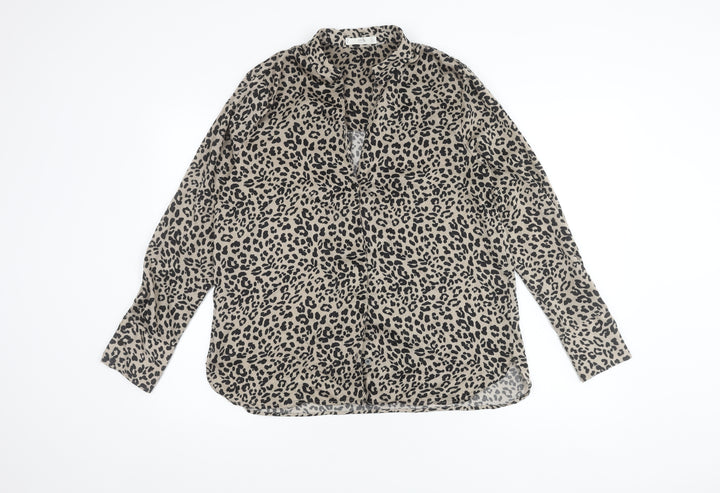 MNG Women's Multicoloured Animal Print Button-Up Shirt