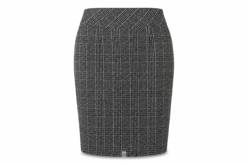 Front view of Zara Basic Women's XL Pencil Skirt in Check Pattern