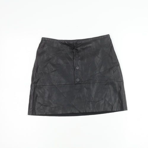 Zara Women's Black XS Straight Button Skirt