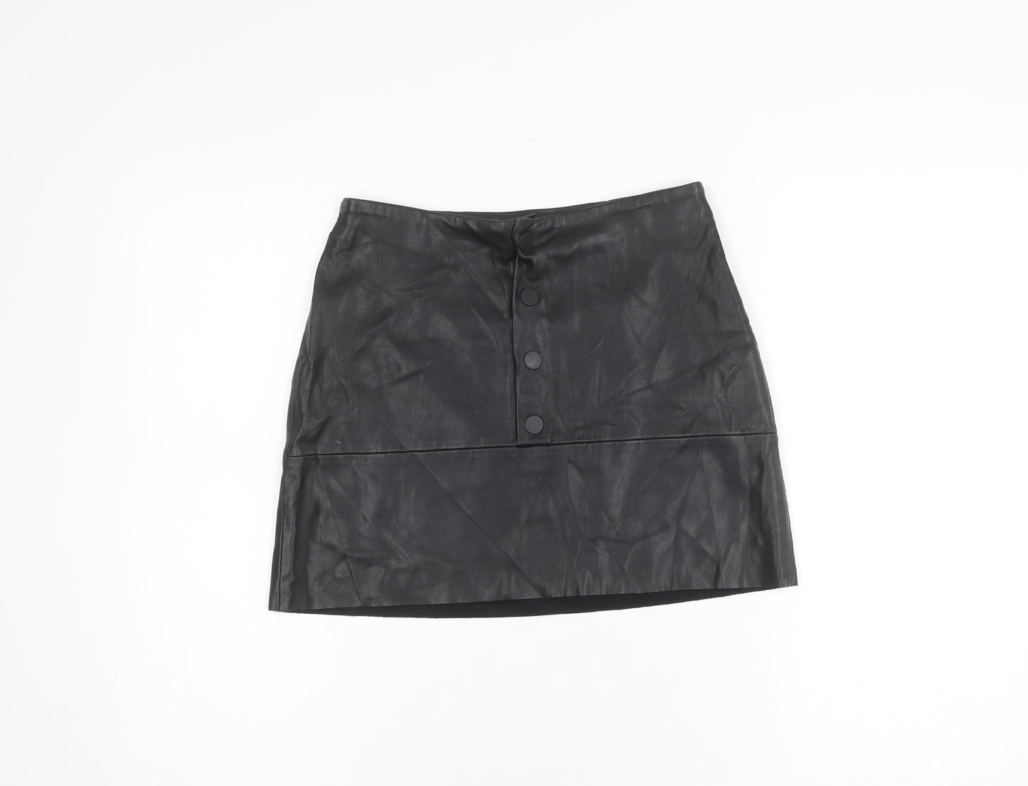 Zara Women's Black XS Straight Button Skirt