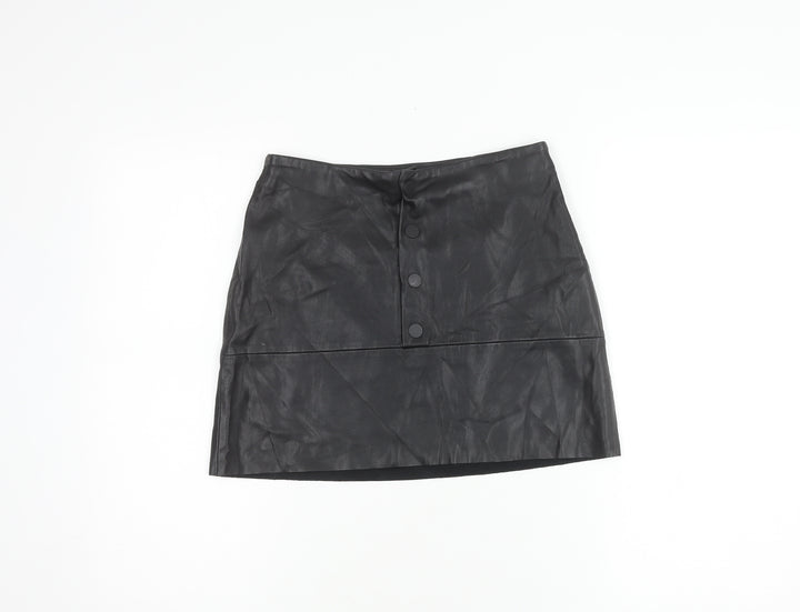 Zara Women's Black XS Straight Button Skirt