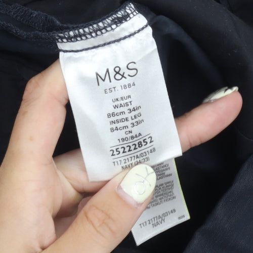 Marks & Spencer Men's Blue Trousers, Size 34/33