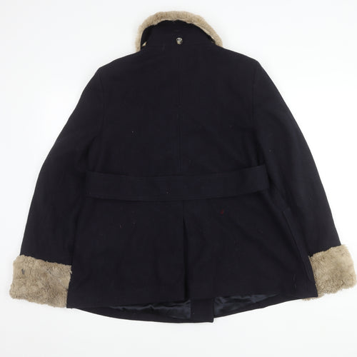 Topshop Women's Black Wool Pea Coat Size 12
