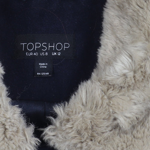Topshop Women's Black Wool Pea Coat Size 12